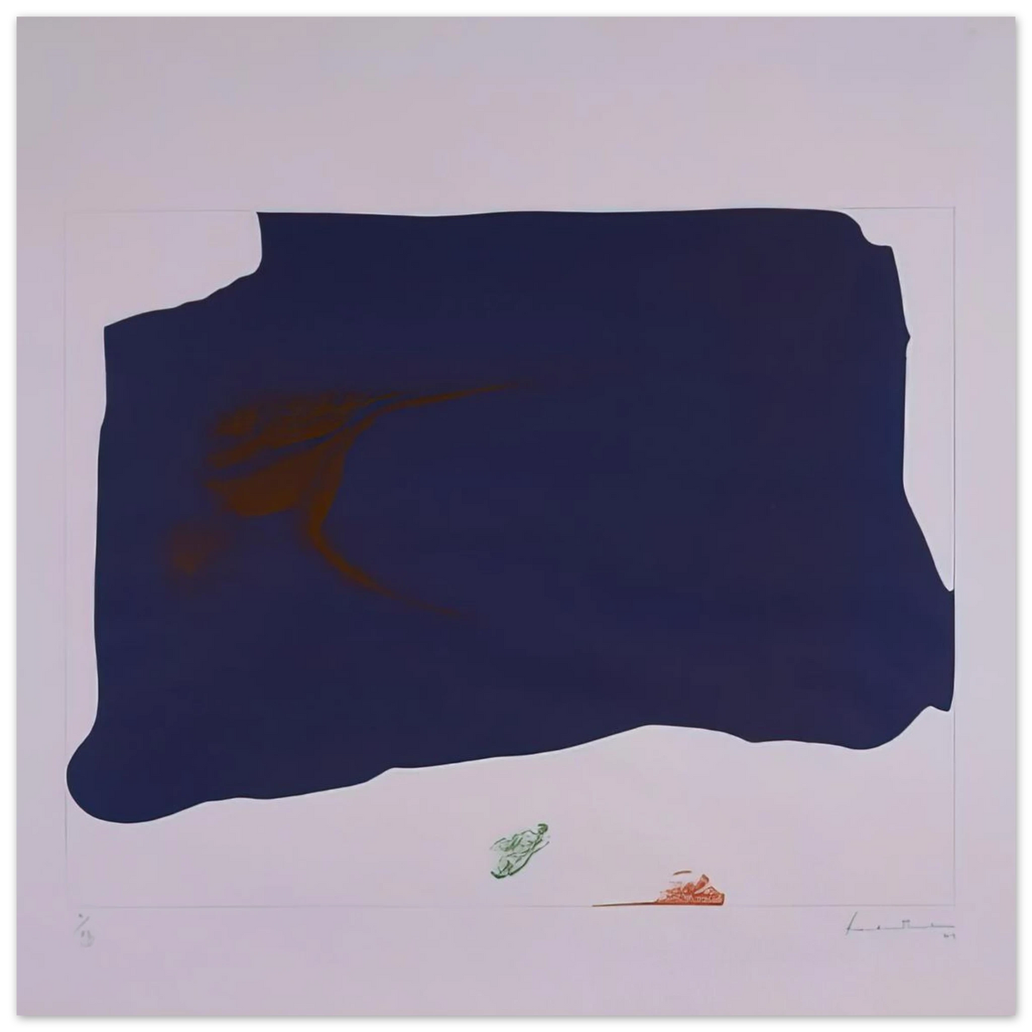 Helen Frankenthaler - Variation II on Mauve Corner - 1969 Wall art - 28x43  cm / XL (11x17 inches) - Premium Wooden Framed Poster With Fine Art Paper-canvas - Wood frame