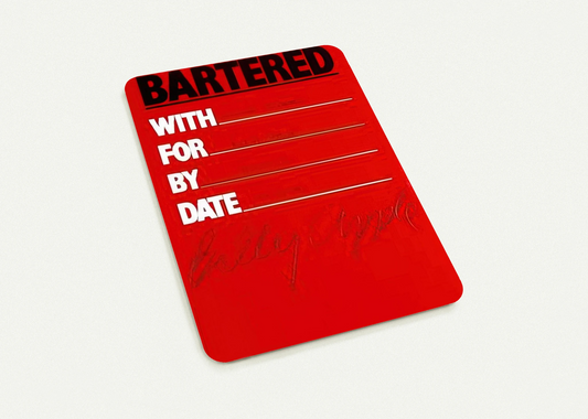 Bartered - 1986 By Billy Apple Pack of 10 Post Cards | Billy Apple Post Cards | A6 (10.5 x 14.8 cm) - 4.1 x 5.8 inches