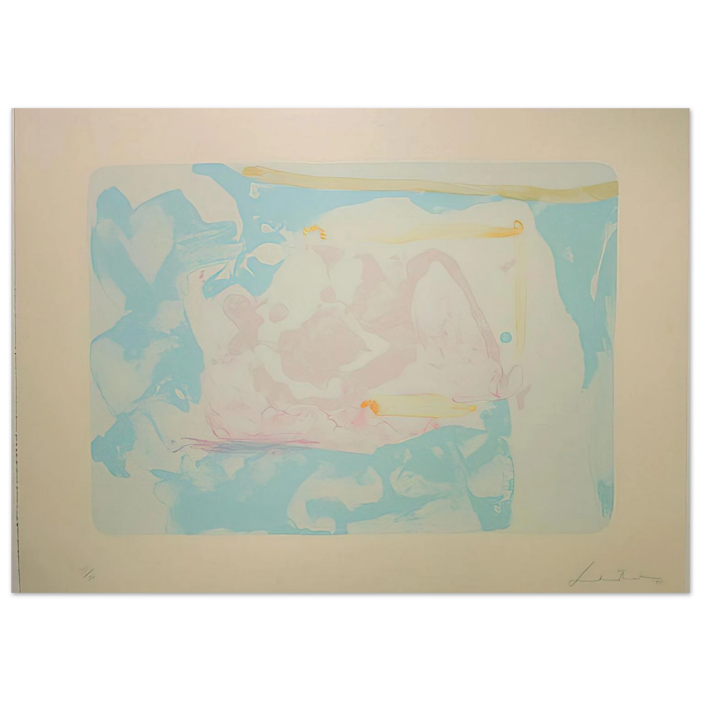 Helen Frankenthaler - Reflections III - 1995 Wall art - 30x40 cm / 12x16 inches - Premium Wooden Framed Poster With Fine Art Paper-canvas - Black frame