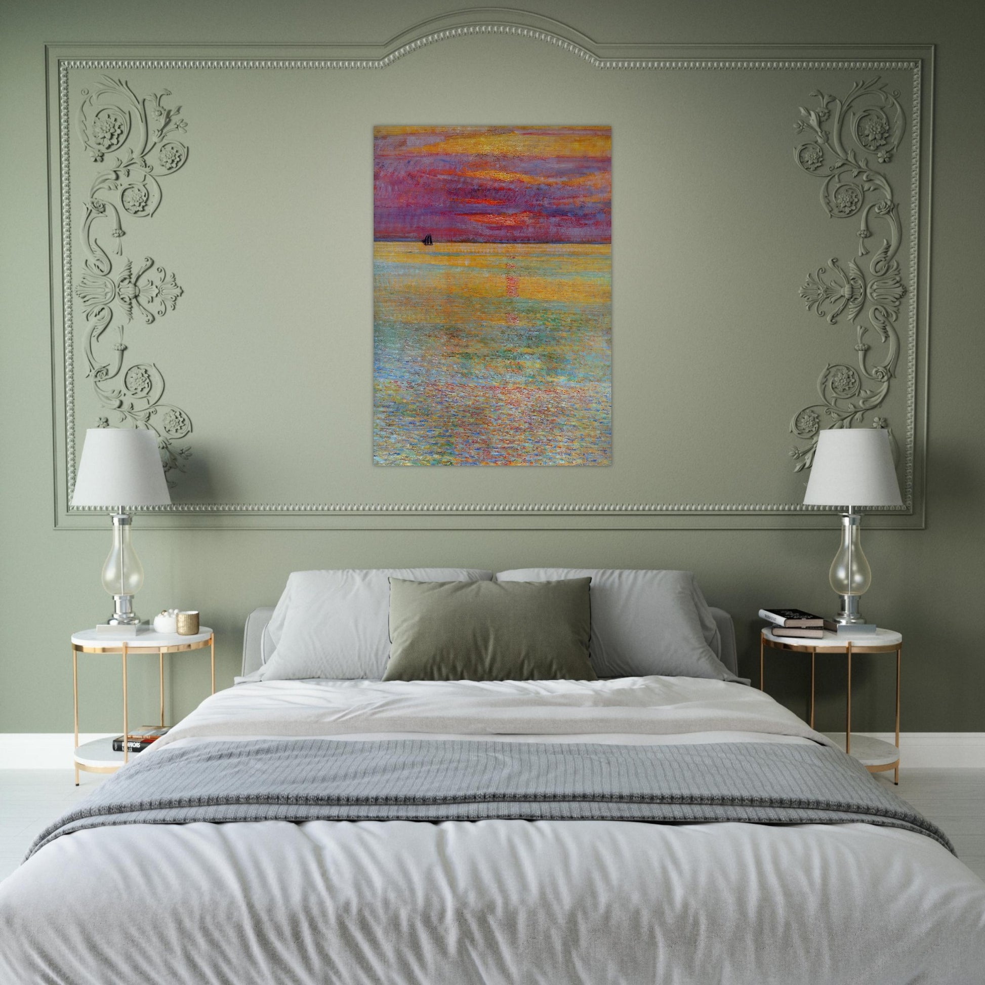 Sunset at Sea - Childe Hassam Brushed Aluminum Print - 70x100 cm / 28x40 inches | Childe Hassam Aluminum Print | Childe Hassam Prints