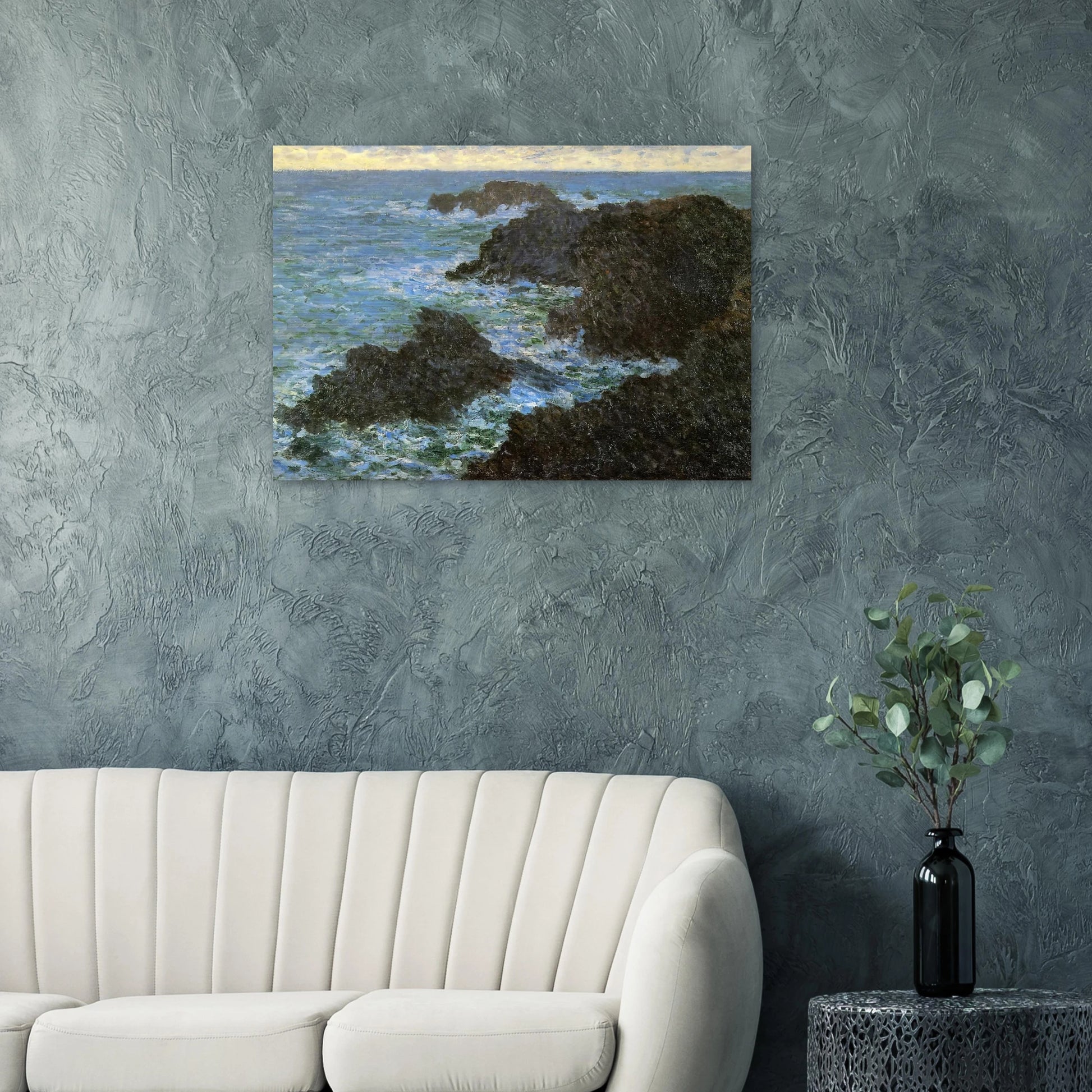 The rocks of Belle-Ile - claude monet Brushed Aluminum Print - 70x100 cm / 28x40 inches | claude monet Aluminum Print | claude monet Prints