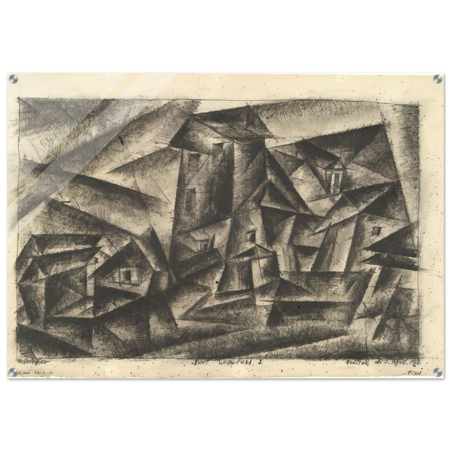 THE VILLAGE OF LEGEFELD I DORF LEGEFELD I 1916 - Lyonel Feininger Acrylic Print - 70x100 cm / 28x40″ inches | Lyonel Feininger Wall Art | Lyonel Feininger Prints