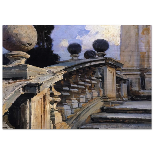 The Steps of the Church of S. S. Domenico-e-Siste in Rome - John Singer Sargent Brushed Aluminum Print - 70x100 cm / 28x40 inches | John Singer Sargent Aluminum Print | John Singer Sargent Prints