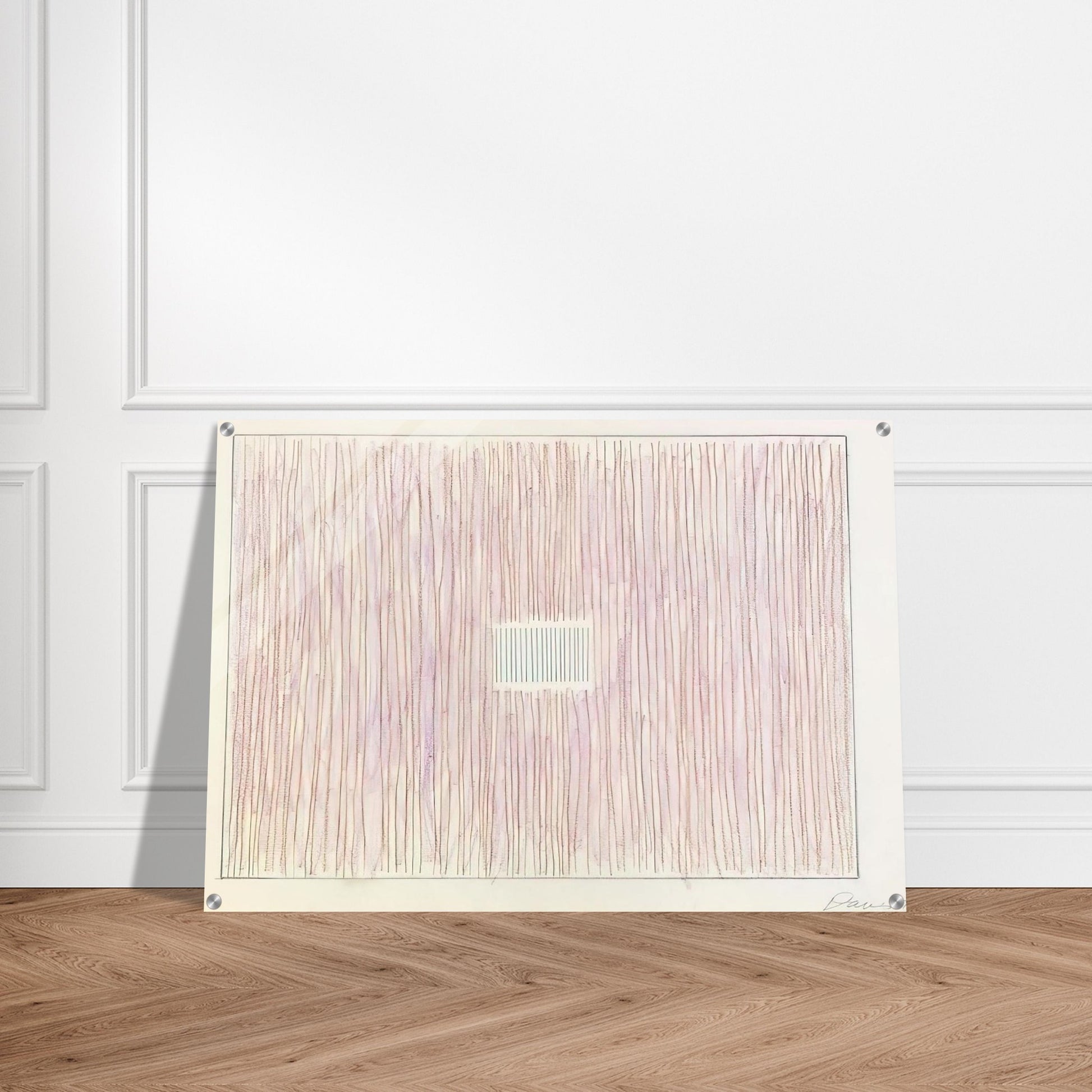 Untitled Pink Stripes-Gray Box - 1976 - Gene Davis Acrylic Print - 70x100 cm / 28x40″ inches