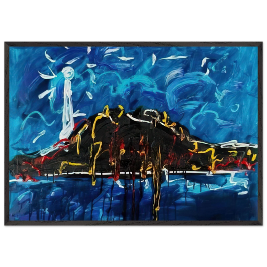Il Vulcano - Art Informel - Mario Schifano 70x100 cm / 28x40 inches Framed Art Print – Black Wooden Frame