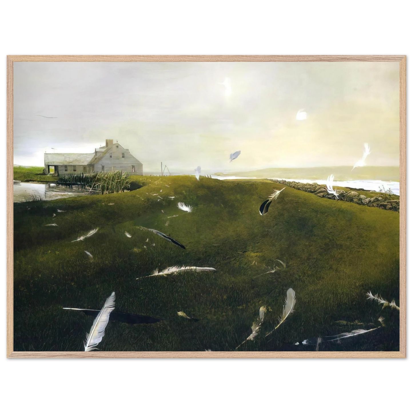 Andrew Wyeth - AIRBORNE Wall Art - 21x29.7 cm / 8x12" - Premium Wooden Framed Poster With Fine Art Paper-canvas - Black frame