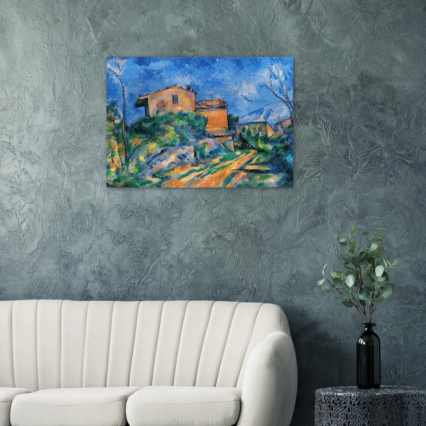 Maison Maria with a View of Chateau Noir - Paul Cézanne Brushed Aluminum Print - 70x100 cm / 28x40 inches | Paul Cézanne Aluminum Print | Paul Cézanne Prints