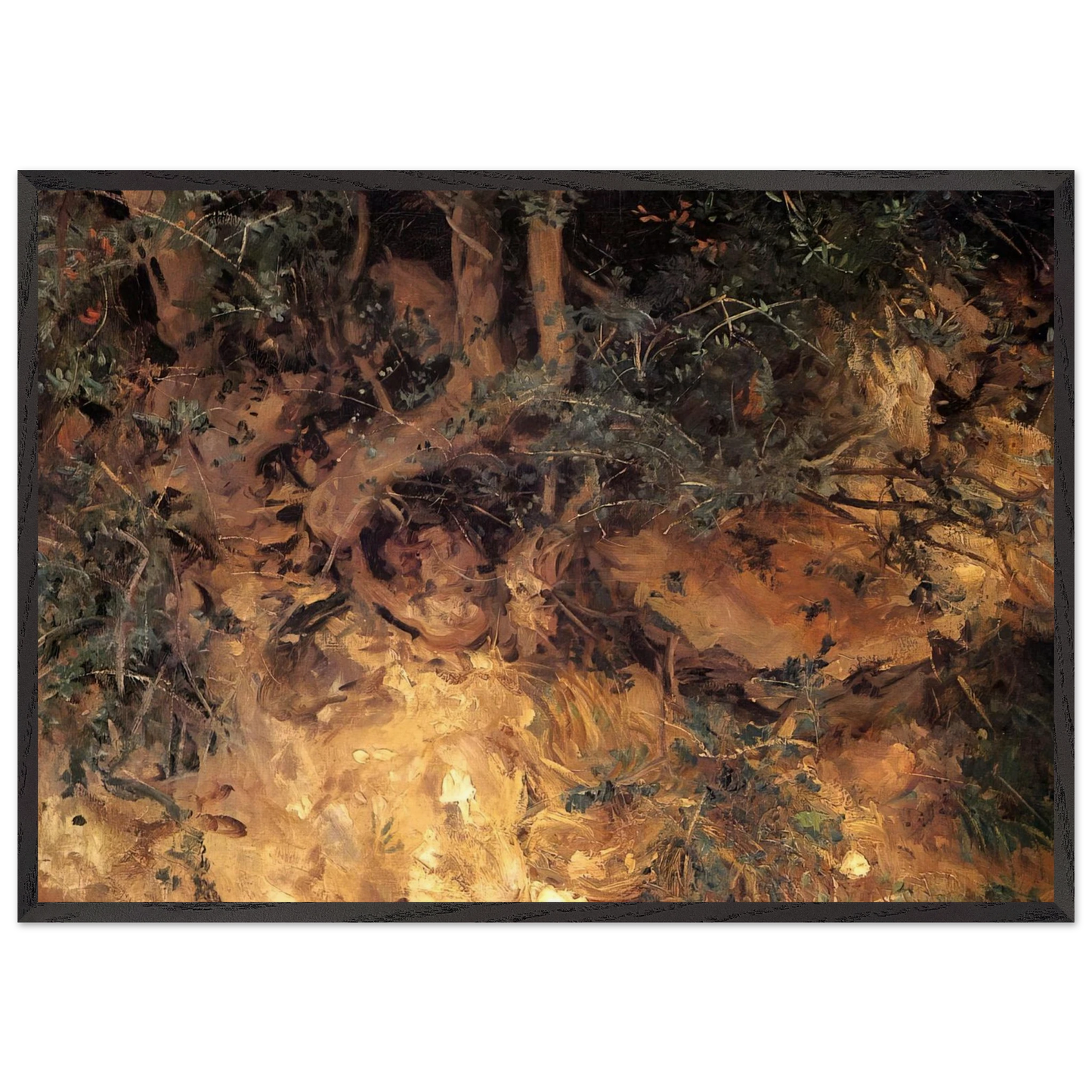Valdemosa Majorca Thistles and Herbage on a Hillside - John Singer Sargent 70x100 cm / 28x40 inches Framed Art Print – Black Wooden Frame