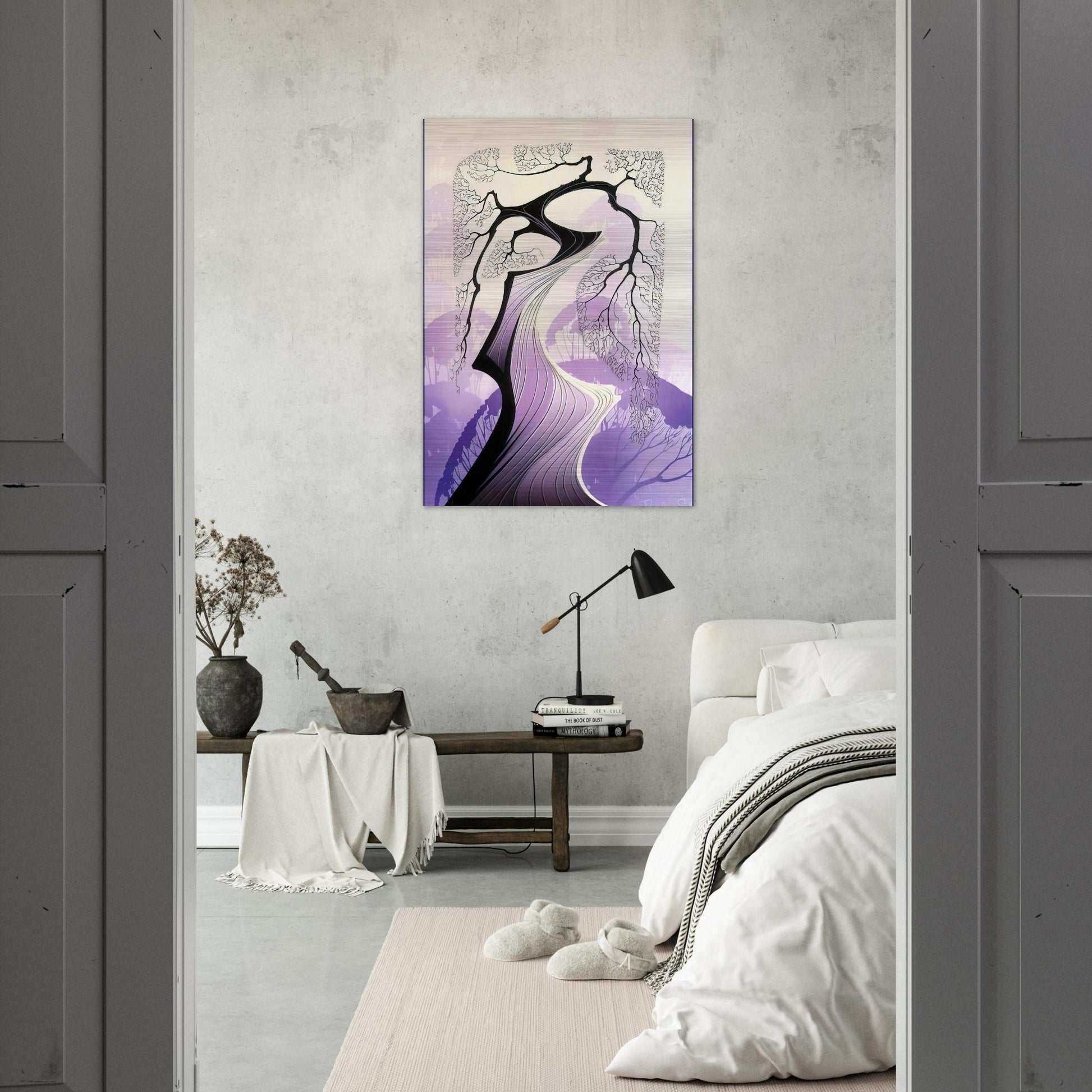 Carmel Cypress - Eyvind Earle Brushed Aluminum Print - 70x100 cm / 28x40 inches | Eyvind Earle Aluminum Print | Eyvind Earle Prints