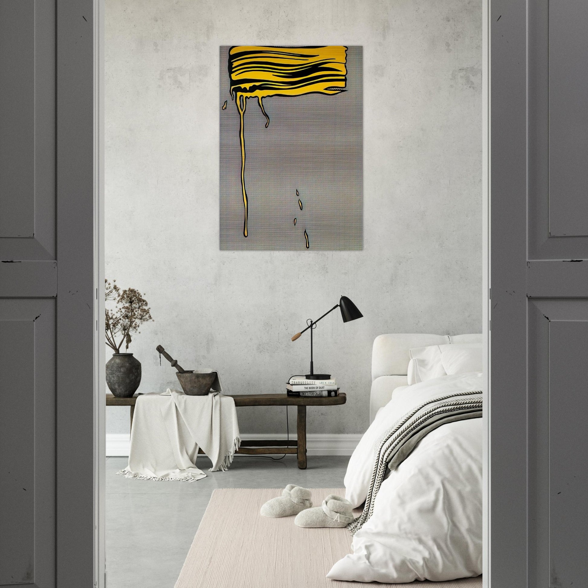 YELLOW BRUSHSTROKE I 1965 - Roy Lichtenstein Brushed Aluminum Print - 70x100 cm / 28x40 inches | Roy Lichtenstein Aluminum Print | Roy Lichtenstein Prints