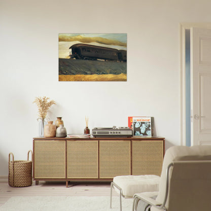 Railroad Train - Edward Hopper Brushed Aluminum Print - 70x100 cm / 28x40 inches | Edward Hopper Aluminum Print | Edward Hopper Prints