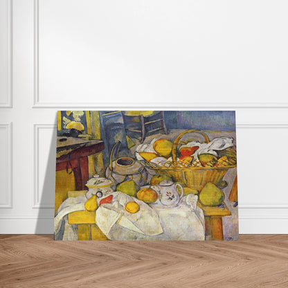 Still life with basket Kitchen table - Paul Cézanne Brushed Aluminum Print - 70x100 cm / 28x40 inches | Paul Cézanne Aluminum Print | Paul Cézanne Prints