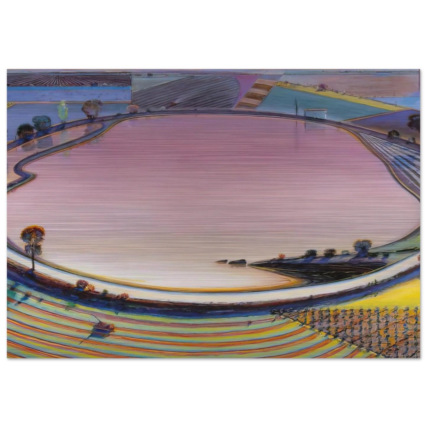 Reservoir - 1999 - Wayne Thiebaud Brushed Aluminum Print - 70x100 cm / 28x40 inches | Wayne Thiebaud Aluminum Print | Wayne Thiebaud Prints