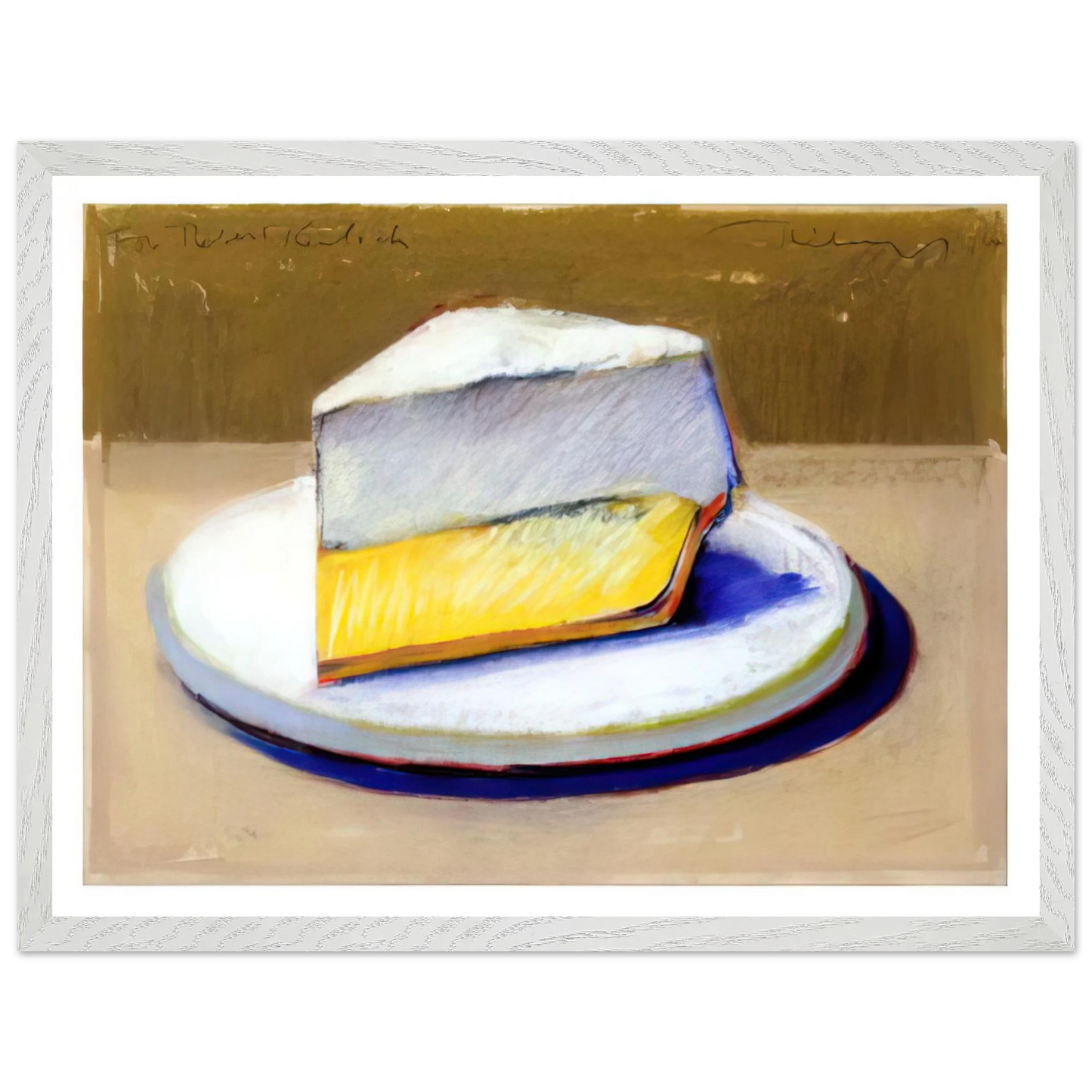 Wayne Thiebaud - Lemon Meringue Pie - 1964 Wall Art - 21x29.7 cm / 8x12" - Premium Wooden Framed Poster With Fine Art Paper-canvas - Wood frame