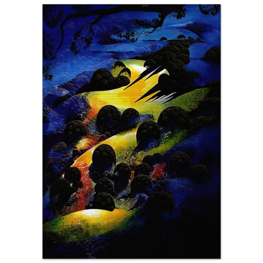 Sunset Flame - Eyvind Earle Brushed Aluminum Print - 70x100 cm / 28x40 inches | Eyvind Earle Aluminum Print | Eyvind Earle Prints