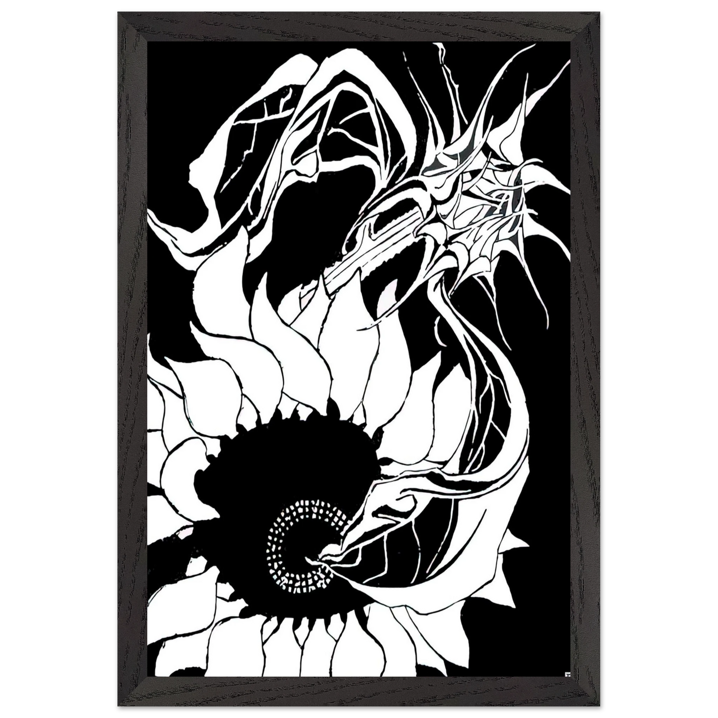 MC Escher - SUNFLOWERS Wall Art - 21x29.7 cm / 8x12" - Premium Wooden Framed Poster With Fine Art Paper-canvas - Black frame