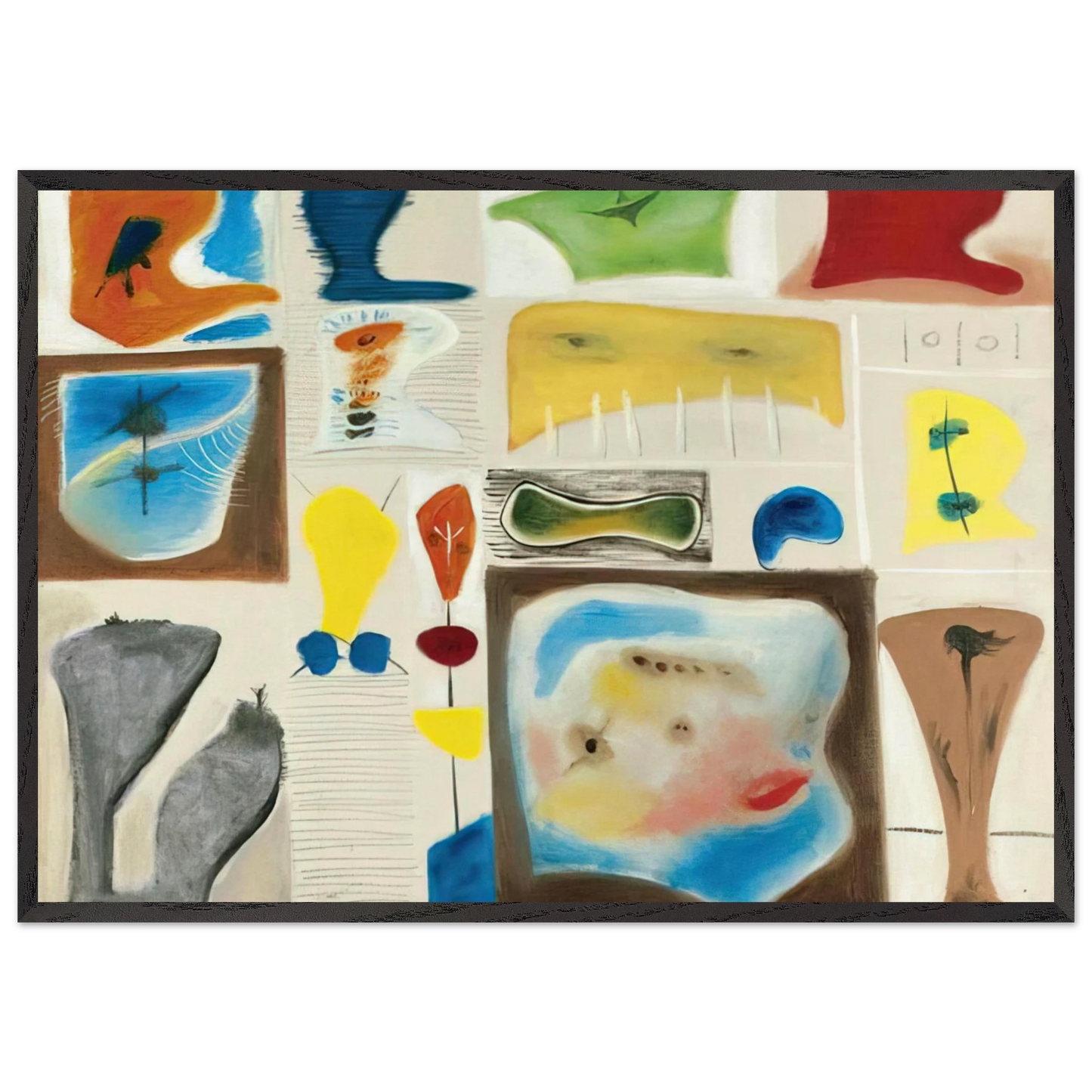 A palette of imagery - 1944 - Adolph Gottlieb 70x100 cm / 28x40 inches Framed Art Print – Black Wooden Frame