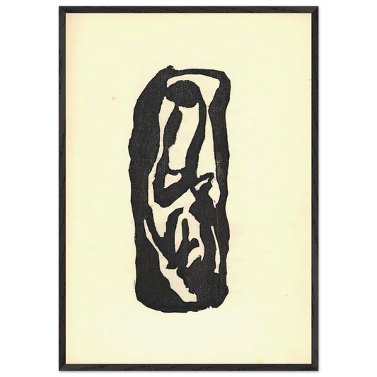 Illustration for Tristan Tzara s Vingt-cinq poemes - Jean Arp 70x100 cm / 28x40 inches Framed Art Print – Black Wooden Frame