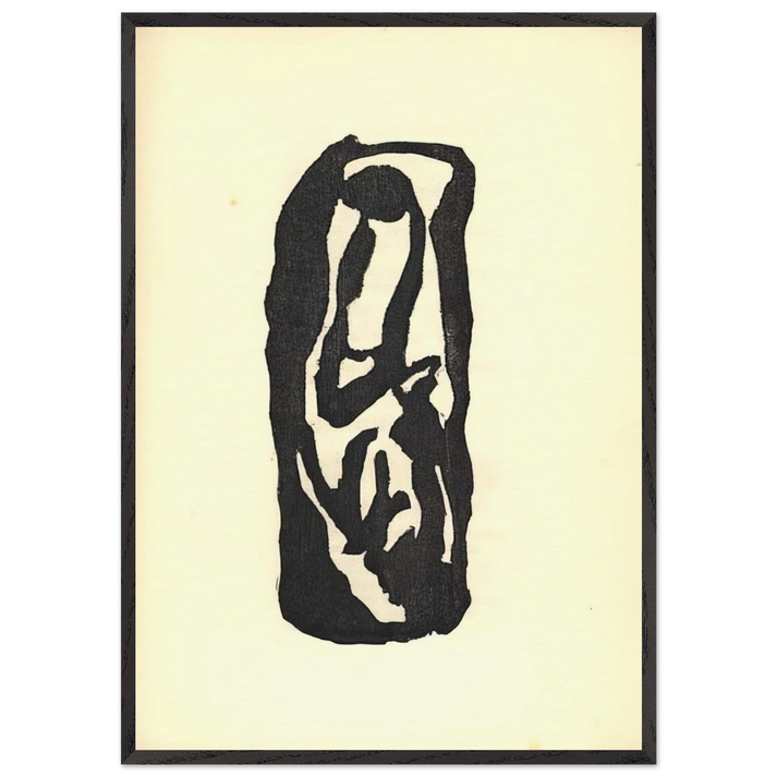 Illustration for Tristan Tzara s Vingt-cinq poemes - Jean Arp 70x100 cm / 28x40 inches Framed Art Print – Black Wooden Frame