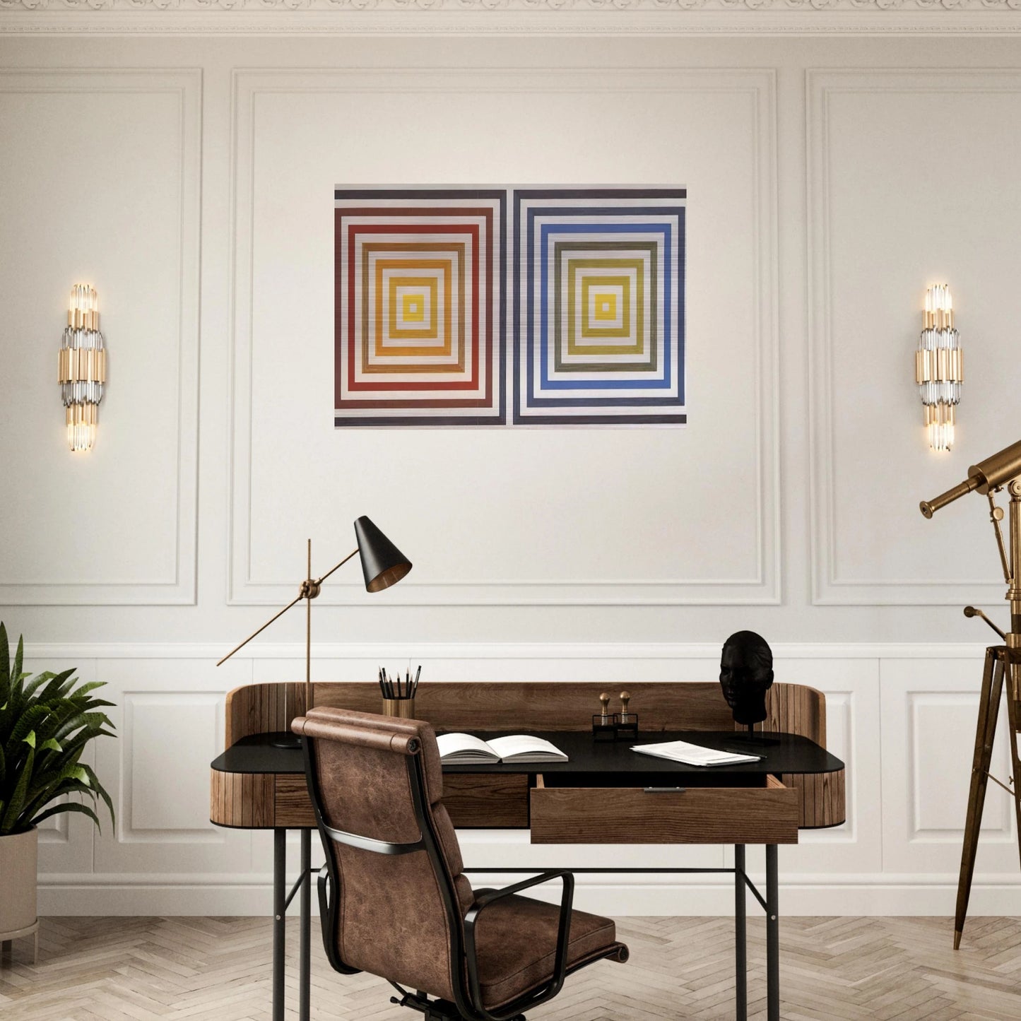 From Yellow to Violet - 1956 - Francois Morellet Brushed Aluminum Print - 70x100 cm / 28x40 inches | Francois Morellet Aluminum Print | Francois Morellet Prints