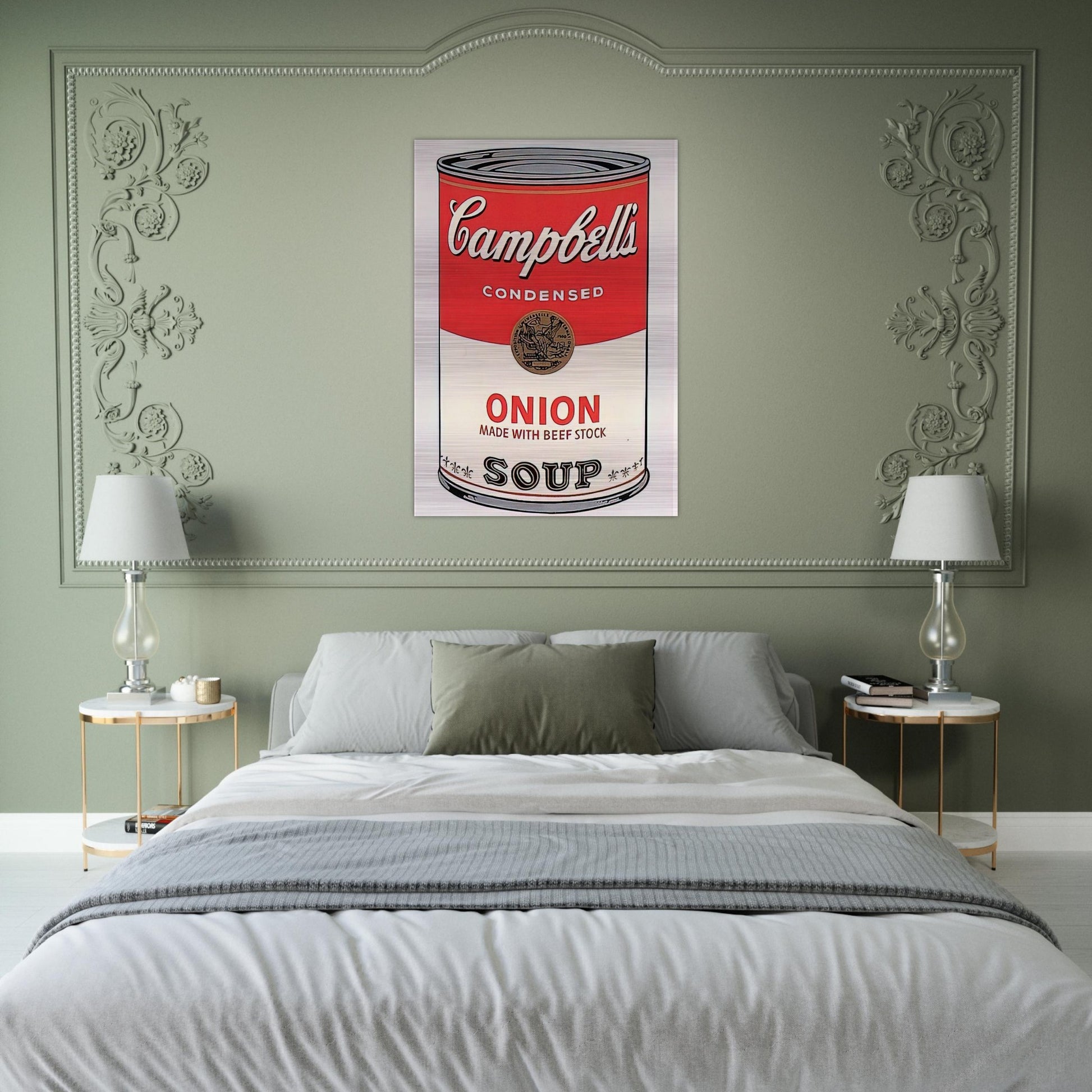 Campbell's Soup Can  onion  - Andy Warhol Brushed Aluminum Print - 70x100 cm / 28x40 inches | Andy Warhol Aluminum Print | Andy Warhol Prints
