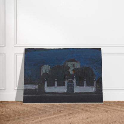 NIGHT GARDEN WITH BUILDINGS - Gabriele Munter Brushed Aluminum Print - 70x100 cm / 28x40 inches | Gabriele Munter Aluminum Print | Gabriele Munter Prints