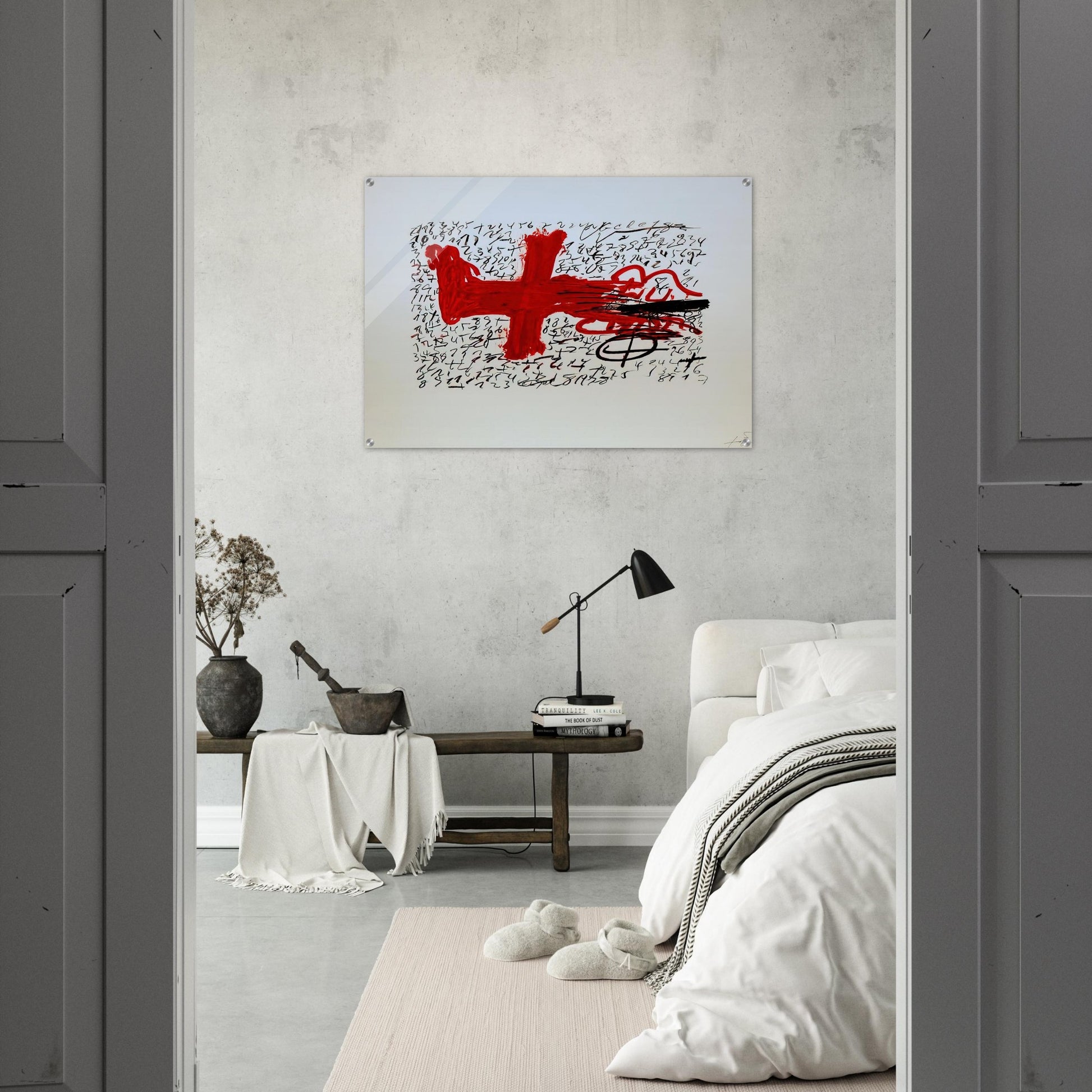 JAMBE ET CHIFFRES 1984 - Antoni Tapies Acrylic Print - 70x100 cm / 28x40″ inches