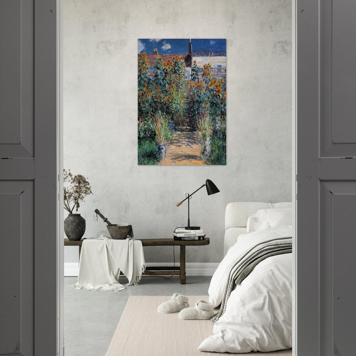 The Garden at Vetheuil - claude monet Brushed Aluminum Print - 70x100 cm / 28x40 inches | claude monet Aluminum Print | claude monet Prints