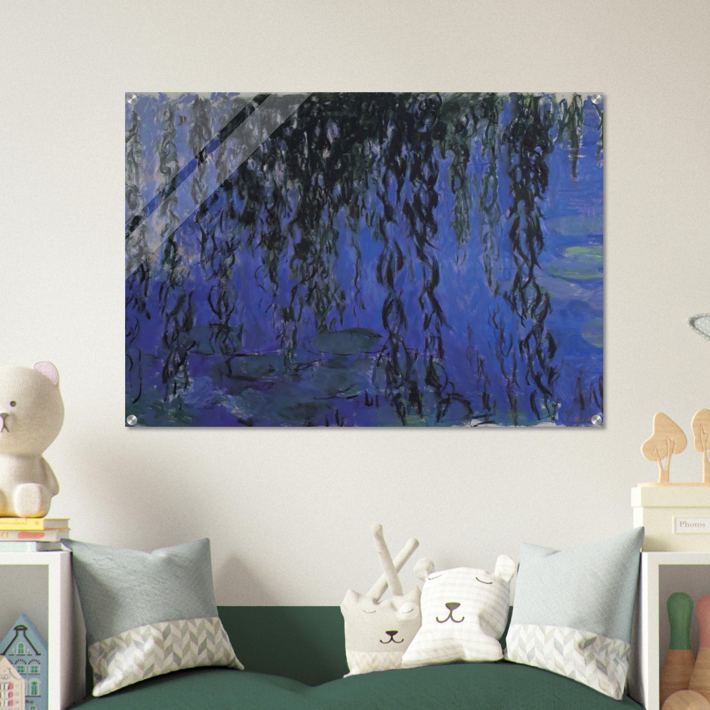 Water Lilies and Weeping Willow Branches - claude monet Acrylic Print - 70x100 cm / 28x40″ inches