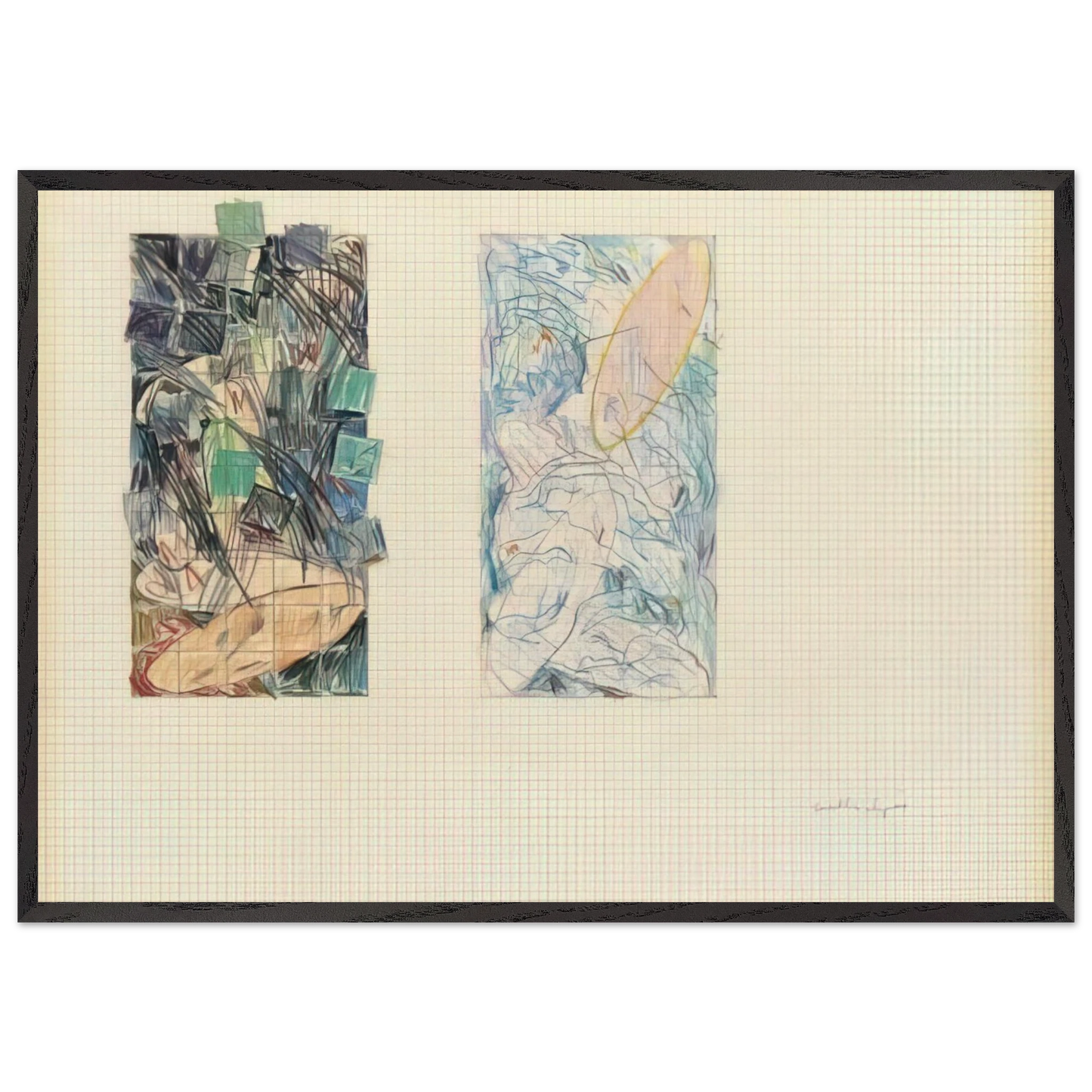 Sad and Happy Tidal Wave - 1978 - Jennifer Bartlett 70x100 cm / 28x40 inches Framed Art Print – Black Wooden Frame