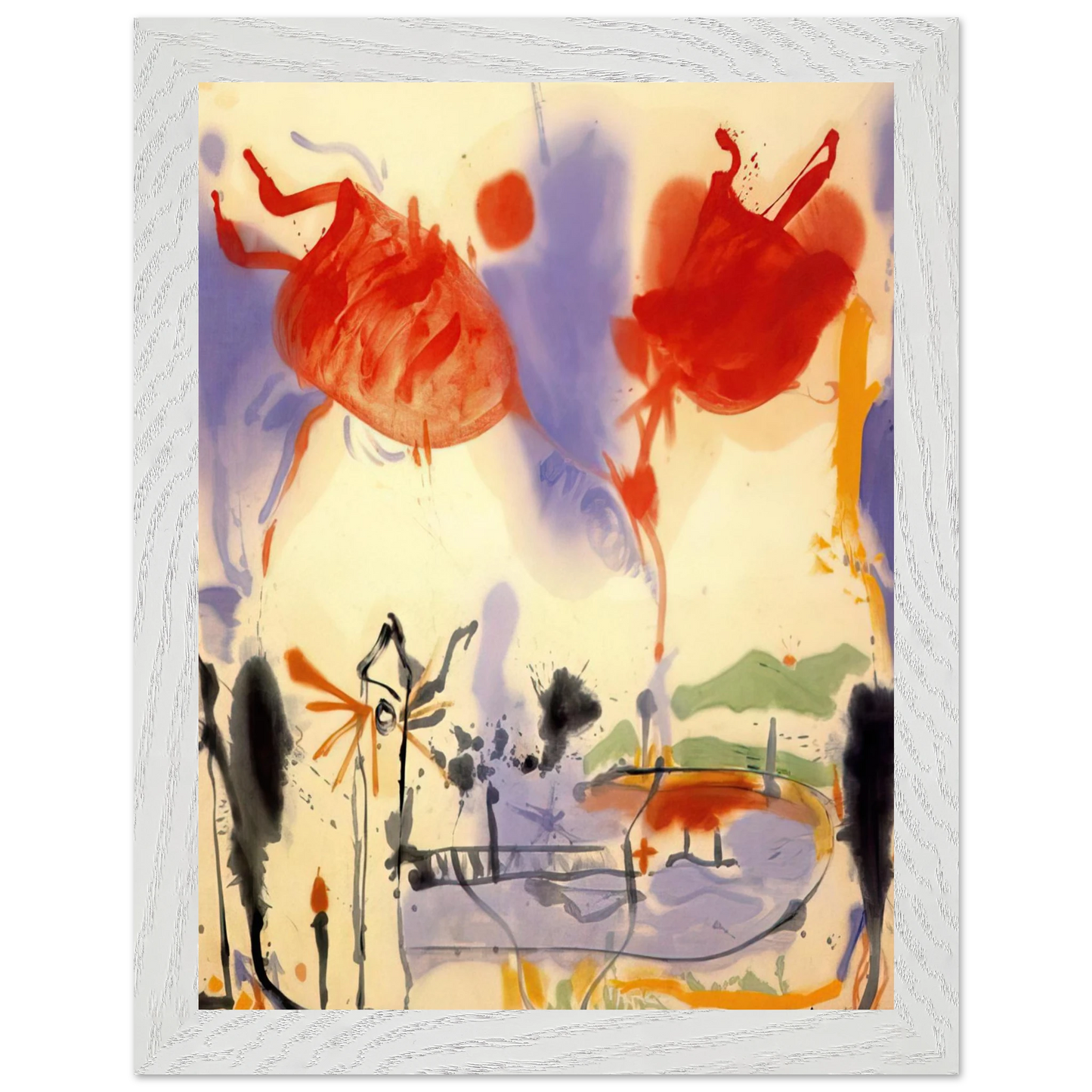 Helen Frankenthaler - Round Trip - 1957 Wall art - 60x80 cm / 24x32 inches - Premium Wooden Framed Poster With Fine Art Paper-canvas - Wood frame