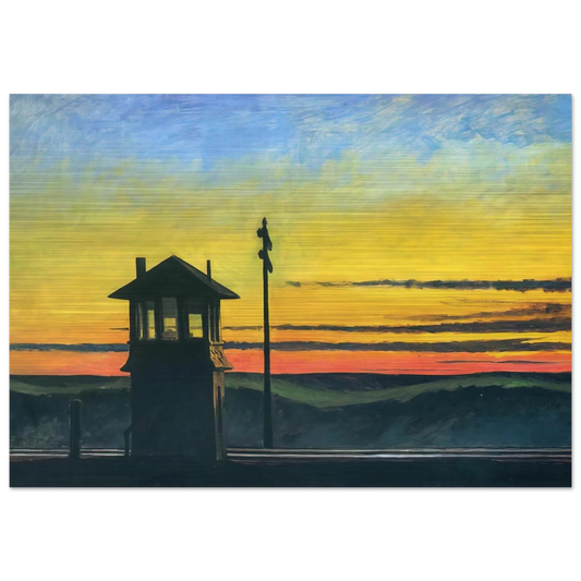 Railroad Sunset - Edward Hopper Brushed Aluminum Print - 70x100 cm / 28x40 inches | Edward Hopper Aluminum Print | Edward Hopper Prints