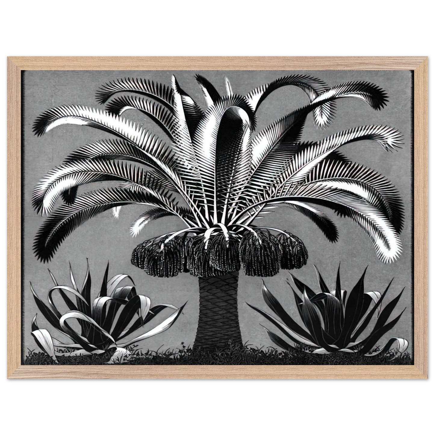 MC Escher - PALM Wall Art - 60x80 cm / 24x32 inches - Premium Wooden Framed Poster With Fine Art Paper-canvas - Black frame