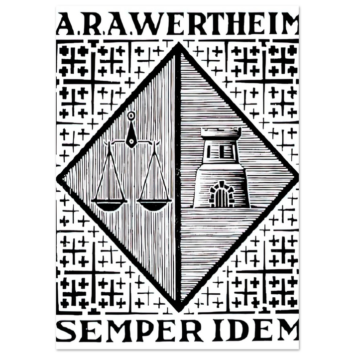 MC Escher - BOOKPLATE A R A WERTHEIM Wall Art - 30x40 cm / 12x16 inches - Premium Wooden Framed Poster With Fine Art Paper-canvas - Wood frame