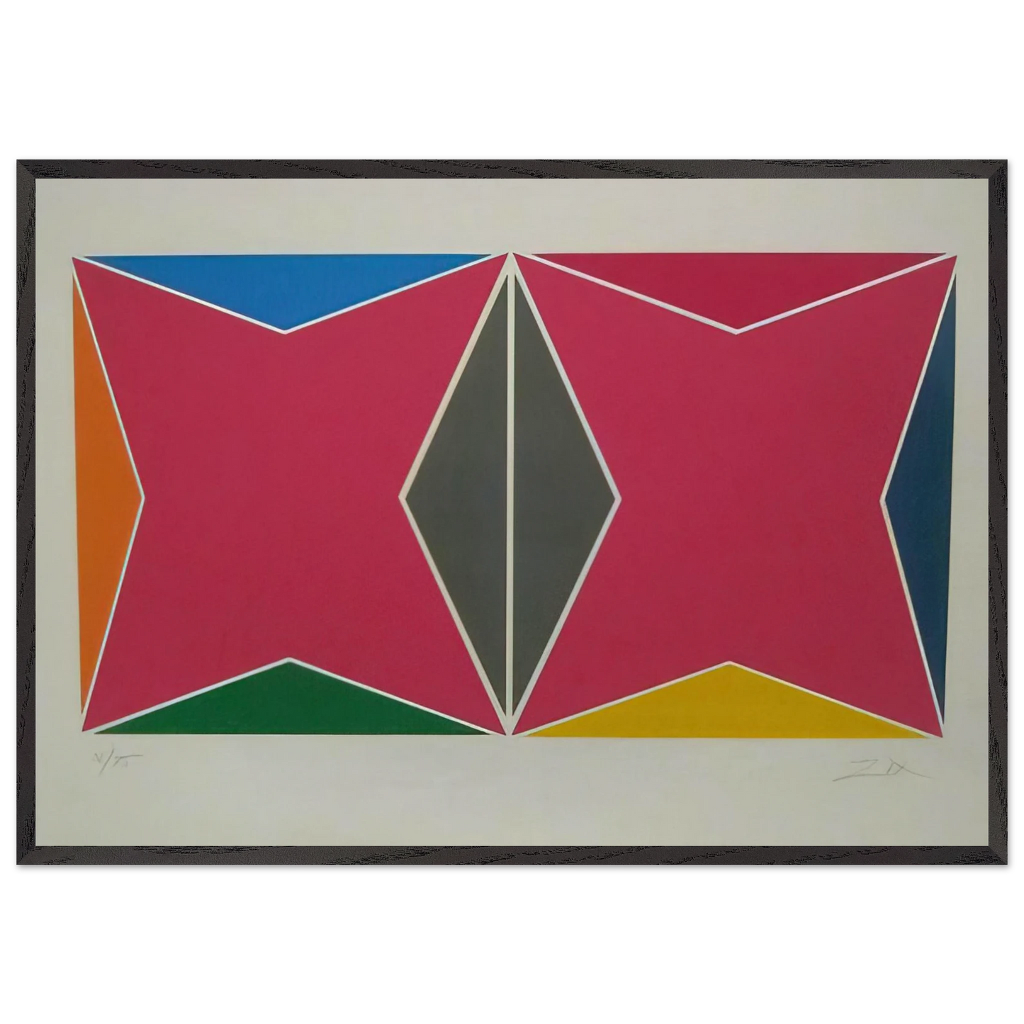 Geometric Composition - Hard Edge Painting - Larry Zox 70x100 cm / 28x40 inches Framed Art Print – Black Wooden Frame