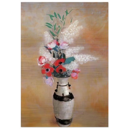 BOUQUET WITH WHITE LILIES IN A JAPANESE VASE - Odilon Redon Brushed Aluminum Print - 70x100 cm / 28x40 inches | Odilon Redon Aluminum Print | Odilon Redon Prints
