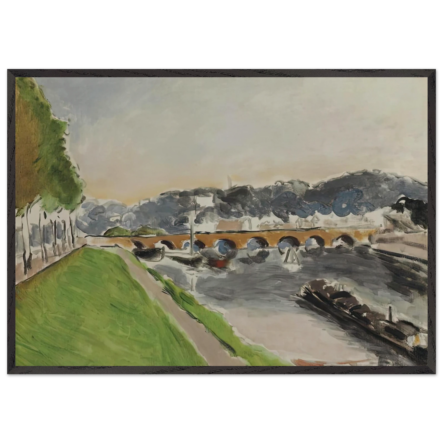 LE PONT DE SEVRES AU CHALAND 1917 - Henri Matisse 70x100 cm / 28x40 inches Framed Art Print – Black Wooden Frame