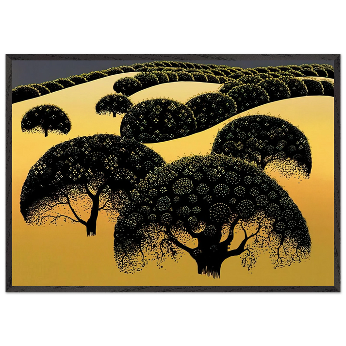 Santa Ynez Oaks - Eyvind Earle 70x100 cm / 28x40 inches Framed Art Print – Black Wooden Frame