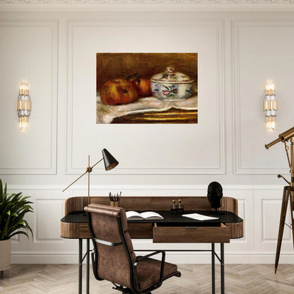 Sugar Bowl, Apple and Orange - Pierre-Auguste Renoir Brushed Aluminum Print - 70x100 cm / 28x40 inches | Pierre-Auguste Renoir Aluminum Print | Pierre-Auguste Renoir Prints