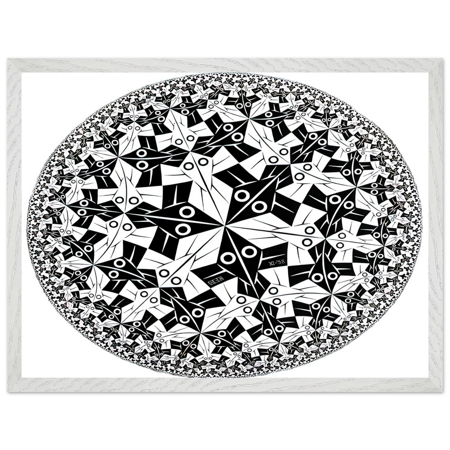 MC Escher - CIRCLE LIMIT I Wall Art - 30x40 cm / 12x16 inches - Premium Wooden Framed Poster With Fine Art Paper-canvas - Black frame