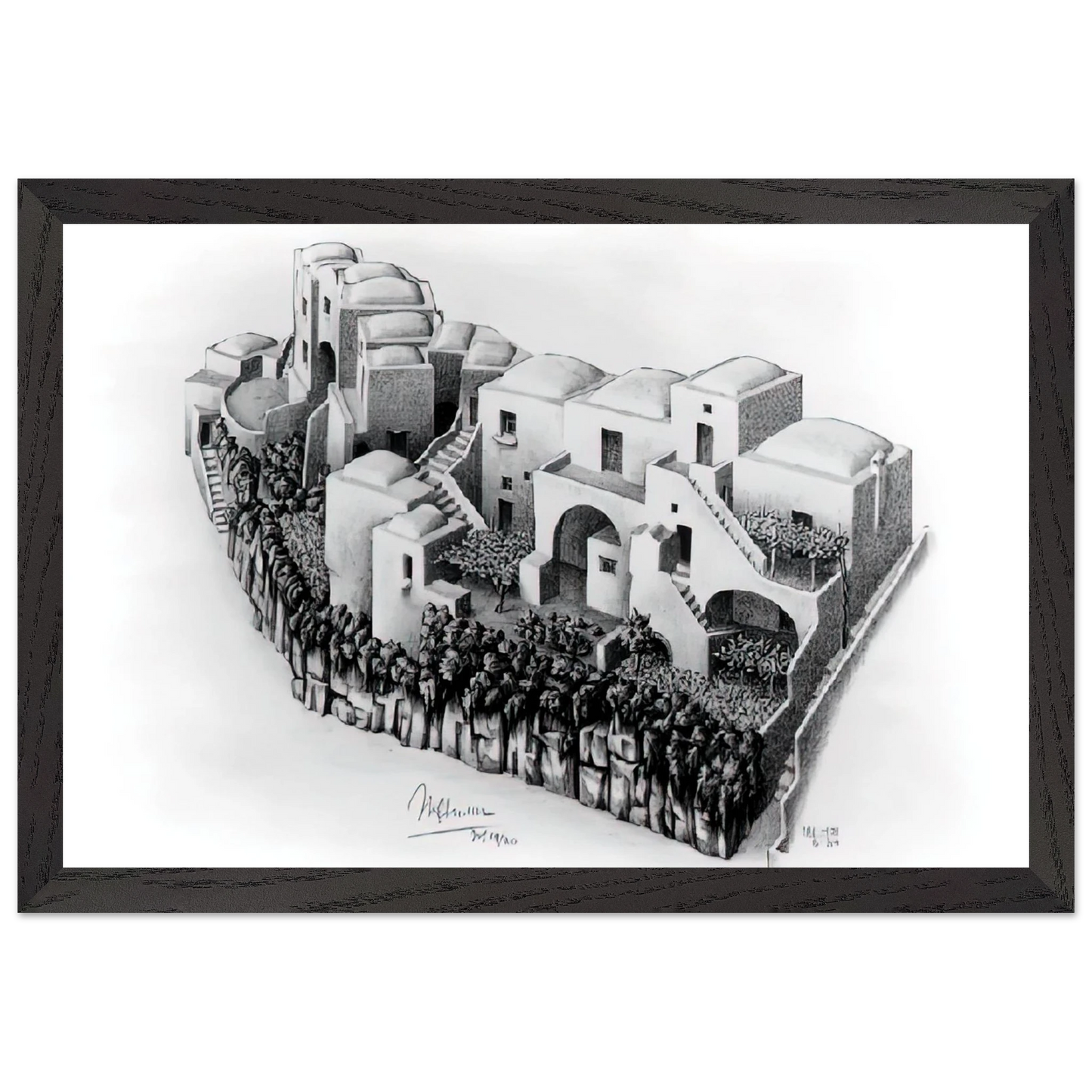 MC Escher - ESCHER (24) Wall Art - 21x29.7 cm / 8x12" - Premium Wooden Framed Poster With Fine Art Paper-canvas - Black frame