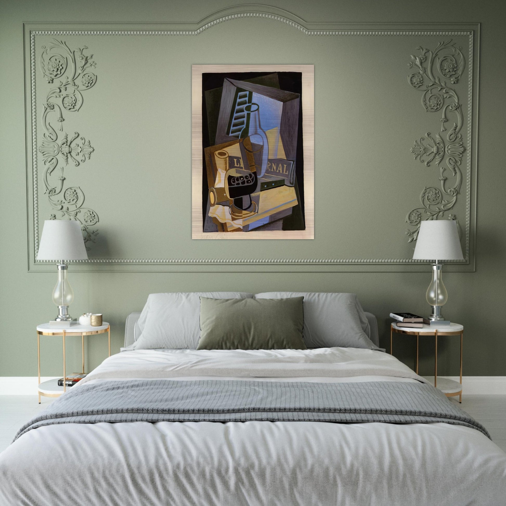 STILL LIFE IN FRONT OF THE WIINDOW 1922 - Juan Gris Brushed Aluminum Print - 70x100 cm / 28x40 inches | Juan Gris Aluminum Print | Juan Gris Prints