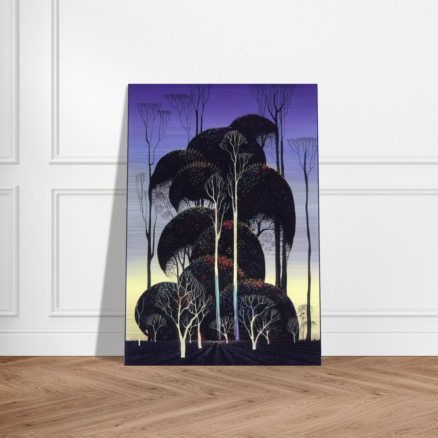 Forest Arabesque - Eyvind Earle Brushed Aluminum Print - 70x100 cm / 28x40 inches | Eyvind Earle Aluminum Print | Eyvind Earle Prints
