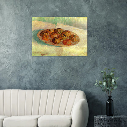 Still Life with Basket of Apples to Lucien Pissarro - Vincent van Gogh Brushed Aluminum Print - 70x100 cm / 28x40 inches | Vincent van Gogh Aluminum Print | Vincent van Gogh Prints