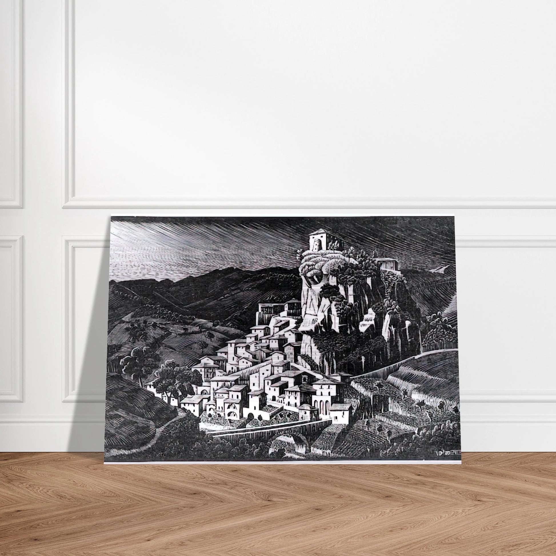 PALIZZI CALABRIA OCTOBER 1930 1930 - MC Escher Brushed Aluminum Print - 70x100 cm / 28x40 inches | MC Escher Aluminum Print | MC Escher Prints | Maurits Cornelis Escher Prints