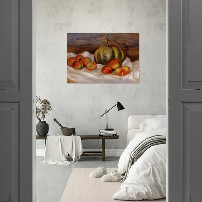 Still Life with Cantalope and Peaches - Pierre-Auguste Renoir Brushed Aluminum Print - 70x100 cm / 28x40 inches | Pierre-Auguste Renoir Aluminum Print | Pierre-Auguste Renoir Prints