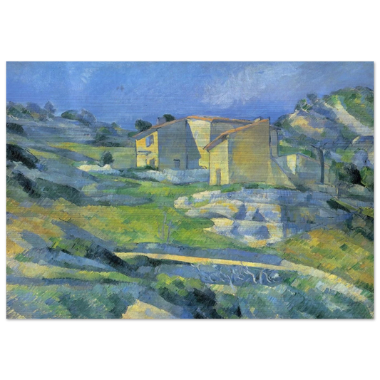 Houses at the L'Estaque - Paul Cézanne Brushed Aluminum Print - 70x100 cm / 28x40 inches | Paul Cézanne Aluminum Print | Paul Cézanne Prints