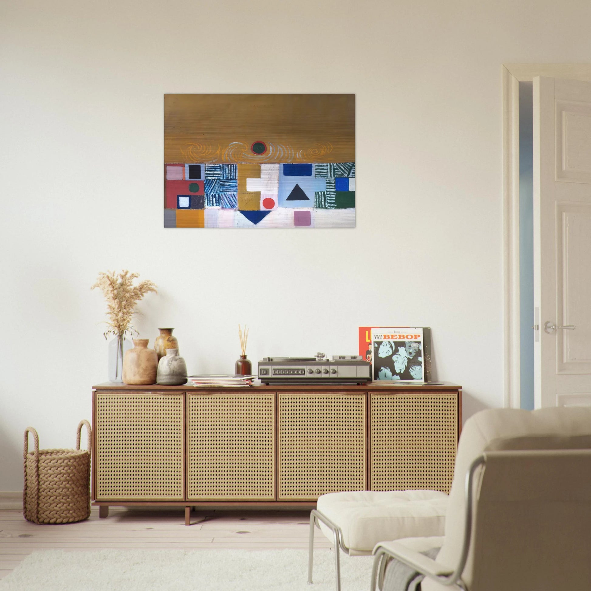 SQUARE MOTIF BLUE AND GOLD THE ECLIPSE 1950 - Victor Pasmore Brushed Aluminum Print - 70x100 cm / 28x40 inches | Victor Pasmore Aluminum Print | Victor Pasmore Prints