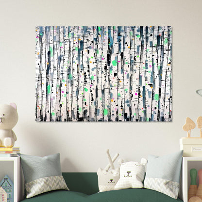 White Poplar Woods - Abstract Expressionism, Ink and wash painting - Wu Guanzhong Acrylic Print - 70x100 cm / 28x40″ inches | Wu Guanzhong Wall Art | Wu Guanzhong Prints