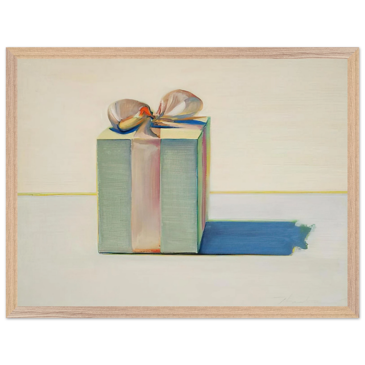 Wayne Thiebaud - Gift Box - 1971 Wall Art - 21x29.7 cm / 8x12" - Premium Wooden Framed Poster With Fine Art Paper-canvas - Black frame